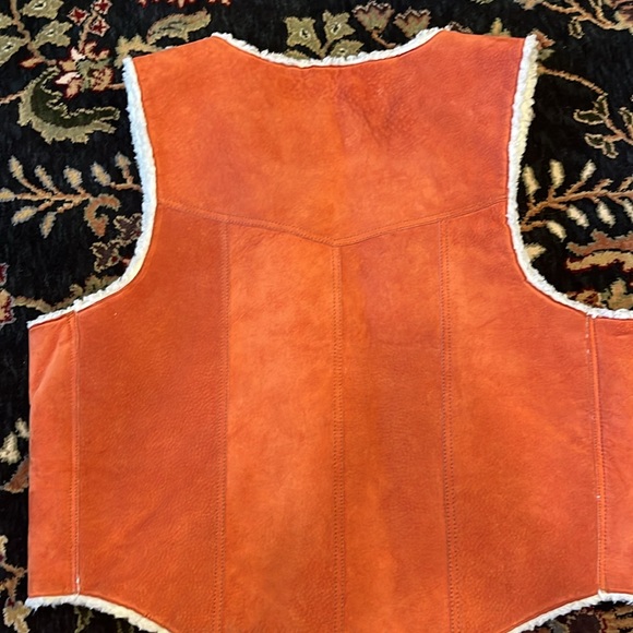 VINTAGE 70s Baja California 100% leather/suede vest with sherpa lining - Picture 2 of 5